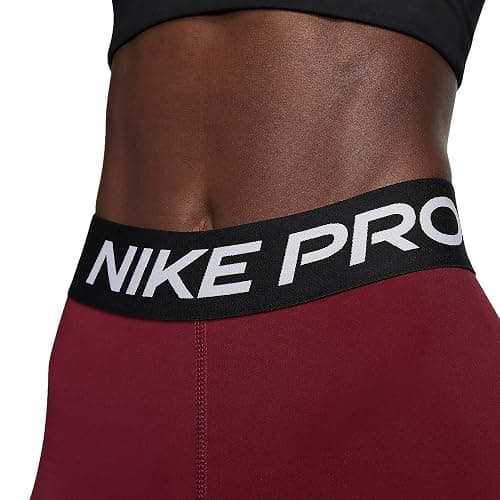 Nike Women's Pro 3in Training Shorts (US, Alpha, Small, Regular, Regular, Dark Beetroot/White/Black) thumbnail 4