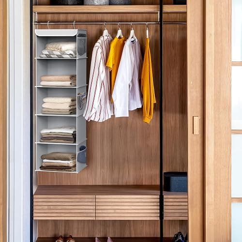 SimpleHouseware 5 Shelves Hanging Closet Organizer, Grey thumbnail 2