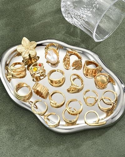 YEEZII 20 Pcs Gold Ring Set for Women, Chunky Statement Flower Finger Midi Rings, Big Boho Stacking Rings Pack Trendy Stuff Jewelry Gift thumbnail 5