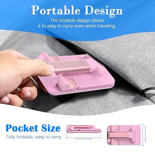 HZZADZXW Cell Phone Stand, Adjustable Angle and Height Cell Phone Holder for Desk, Foldable and Portable, Anti-Slip Silicone Pad, Compatible with All Mobile Phones and 4-8 Inch Devices, Pink thumbnail 6