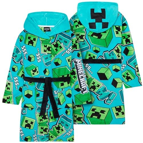Get Trend Minecraft Robe for Boys Teens, Hooded Dressing Gown, Creeper Loungewear Cozy Robes, Gamer Gifts for Boys thumbnail 2