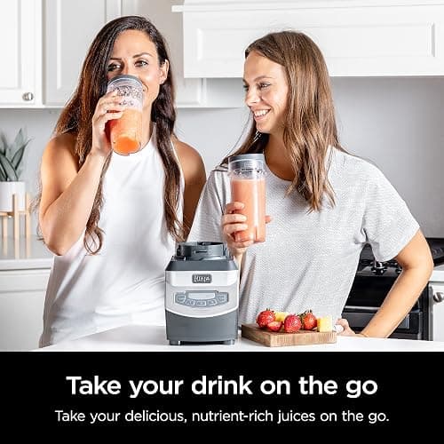Ninja BL660 Professional Compact Smoothie & Food Processing Blender, 1100-Watts, 3 Functions -for Frozen Drinks, Smoothies, Sauces, & More, 72-oz.* Pitcher, (2) 16-oz. To-Go Cups & Spout Lids, Gray thumbnail 2