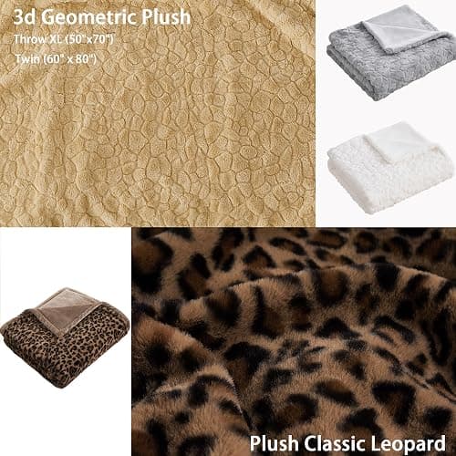 Luxury Leopard Print Faux Fur Cheetah Throw Blanket Reversible Soft Thick | Rabbit Fur Flannel Fleece Warm Fuzzy Plush Blankets for Couch Bed Sofa Cozy Gift for Women Throw 50x60 inches thumbnail 8