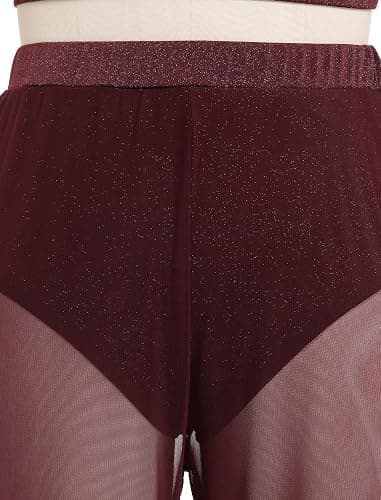 FYMNSI Costume de danse lyrique moderne pour femme - Vêtement de danse classique - Sans manches - Ventre nu - Pantalon large thumbnail 7