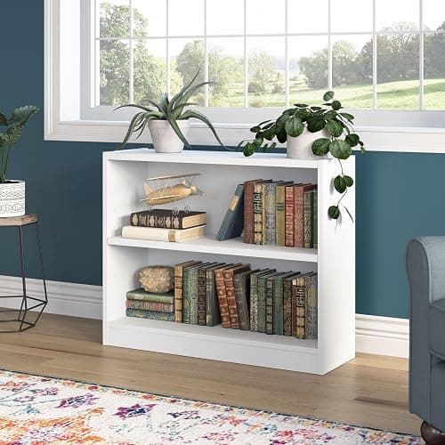 Bush Furniture Universal Small 2 Shelf Bookcase in White, Low Storage and Display Bookshelf for Home Office or Living Room Organization thumbnail 2