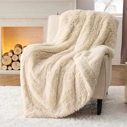Bedsure GentleSoft Fluffy Beige Throw Blanket for Bed, Faux Fur Gifts Beige Decor Light Tan Khaki Blanket Neutral Decoration for Home, Soft Cozy Fuzzy Plush Thick Warm Sherpa Fleece Cute Stuff, 50x60 thumbnail 2