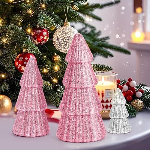 6Pcs Pink Christmas Decor, Tabletop Pink Christmas Tree for Christmas Decorations Xmas Centerpiece for Table Mantel Home Decor thumbnail 4