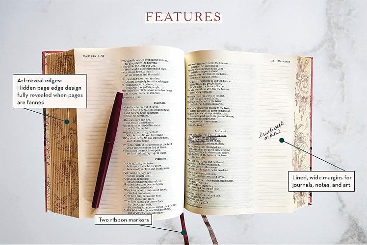 NIV, Artisan Collection Bible, Cloth over Board, Pink Floral, Designed Edges under Gilding, Red Letter, Comfort Print thumbnail 7