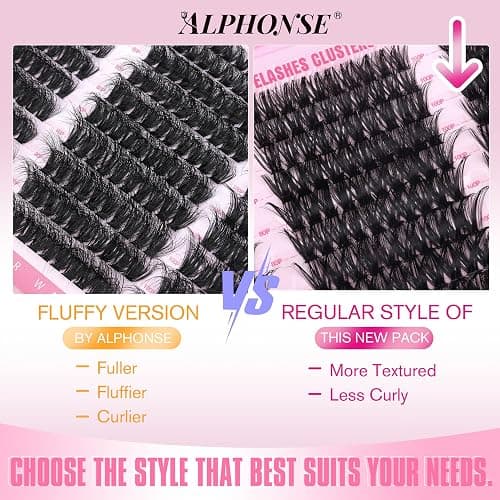 Volume Lash Clusters Kit DIY Lash Extension Kit 60D+80D+100D Individual Lashes Thick Cluster Eyelash Extensions Kit with Lash Bond and Seal and Tweezers by ALPHONSE (300pcs, 10-18mm) thumbnail 4