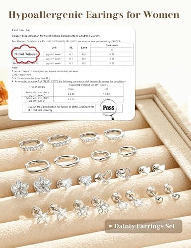 Hypoallergenic Gold Stud Earrings for Women - 14k Gold Plated Surgical Stainless Steel Flat back Earrings Set Small Huggie Hoop Flatback Earring for Sensitive Ears Screw Back Cartilage Piercing Jewelry thumbnail 5
