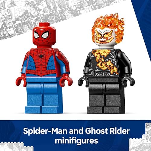 LEGO | Marvel Spider-Man vs. Ghost Rider Motorcycle - Superhero Toy w/a Motorbike Model, 2 Minifigures, Web String & Fire Elements - Gift for 6+ Year Old Boys - 76335 thumbnail 6
