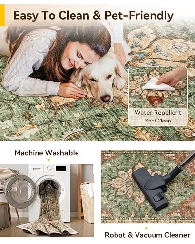 RELEANY Area Rugs 2'x8' Runner Rug Non Slip Washable for Kitchen Hallway Bedroom Beside Laundry Room Bathroom Rug, Floor Carpet, Brick Red Rust Neutral Brown Burnt Orange Green thumbnail 5