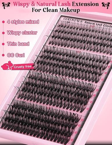 Goddvenus Cluster Lashes Kit Individual Eyelashes 30D 40D 50D 60D Natural Wispy D Curl Lash Clusters 320pcs 12mm-18mm EyelashClusters Fluffy Lashes Individual Cluster For DIY Lash Extension thumbnail 6