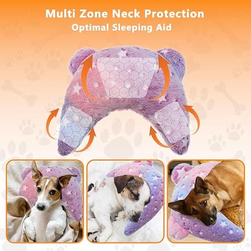 Maiiu Pet Calming Pillow for Dogs, Soft U-Shaped Pillow Glow in the Dark | Joint Relief, Sleep Comfortably,Suit for Small, Medium, Large Dogs, Fluffy Pet Neck Pillow (M-Pink) thumbnail 2