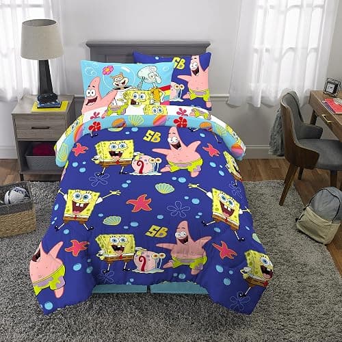 Franco Kids Bedding Super Soft Comforter and Sheet Set with Sham, 5 Piece Twin Size, Spongebob Squarepants thumbnail 2