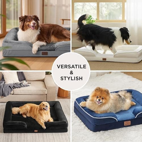 Bedsure Orthopedic Dog Beds Large Sized Dog - Washable Large Dog Cat Bed Waterproof, Comfort Dogs Couch Sofa with Washable Removable Cover, Pet Bed with Nonskid Bottom, Grey, 35" thumbnail 9
