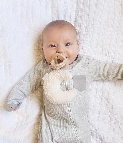 Itzy Ritzy Pacifier and Lovey Set; Detachable Plush Moon and Coordinating Toast Silicone Pacifier; Ideal for Ages 0 Months and Up, Moon - Moon - 1 Count (Pack of 1) - Pacifier & Lovey Set thumbnail 3