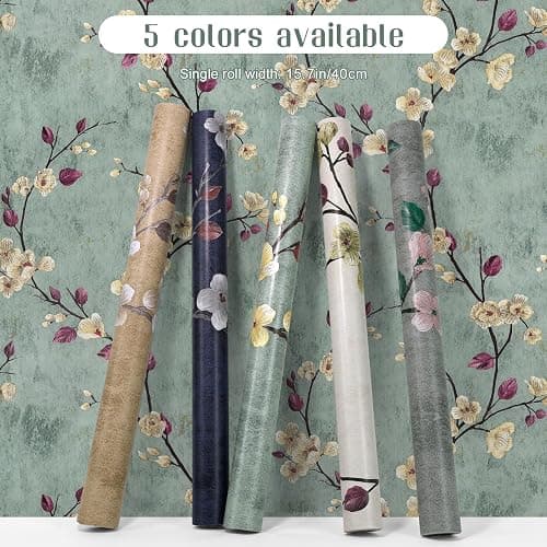 SOON AFTER 17.5”x120” Floral Peel and Stick Wallpaper Flower Tree Contact Paper Self Adhesive Removable Modern Sage Green Wall Paper Decorative Wall Covering Countertop Vinyl Film Roll thumbnail 5