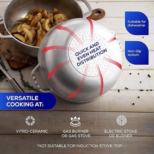Universal (Small Size) Caldero 7 Cups - 2.4 QT / 2.3 L, Stainless Aluminum Pot, Even Heat Distribution and Fast Cooking Dutch Oven Pot, Ergonomic Handles, Ideal for Rice, French Fries, and More thumbnail 6