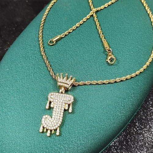Initial Necklace for Men Women,Crown Letter Pendant with 24 Inch Chain,Cubic Zirconia Capital Monogram Pendant Necklace Jewelry Gift thumbnail 4