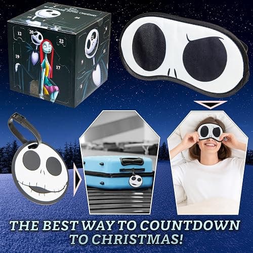 Disney The Nightmare Before Christmas Advent Calendar 2025 for Teens Women Socks Sleep Mask Christmas Countdown Calendar, Gifts for Women (Black/Multi) thumbnail 4