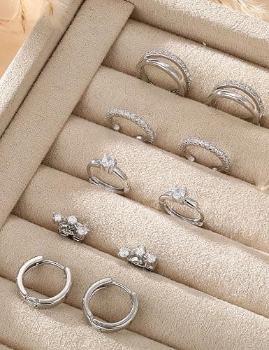 Sanfenly Gold Earrings Gold Hoop Earrings for Women Trendy Dainty Stud Earrings 14K Gold Plated Earrings Small Double Gold Silver Hoop Earrings for Women Lightweight Huggie Cartilage Earrings Set Gold Jewelry for Women Gifts thumbnail 7