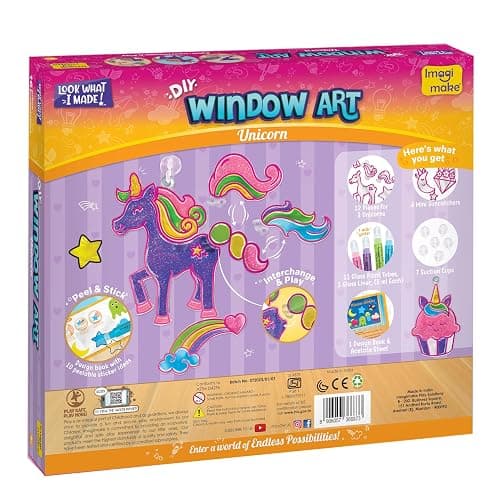 Imagimake Window Art Unicorn | Stained Glass Kit | Unicorn Girls Toys Age 6-8 | Art and Crafts for Girls 8-12 | DIY Suncatcher Kit for 5,6,7,8,9,10,11,12 Year Old Kids | Christmas Gift Ideas for Kids thumbnail 8