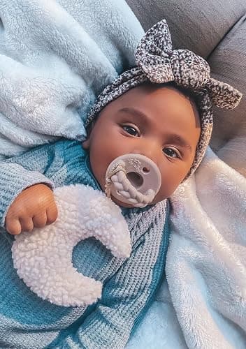 Itzy Ritzy Pacifier and Lovey Set; Detachable Plush Moon and Coordinating Toast Silicone Pacifier; Ideal for Ages 0 Months and Up, Moon - Moon - 1 Count (Pack of 1) - Pacifier & Lovey Set thumbnail 6