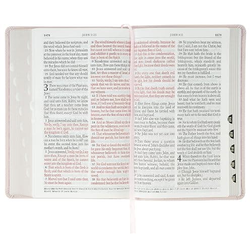 KJV Holy Bible, Giant Print Standard Size Red Letter Edition, Thumb Index Tabs & Ribbon Marker, King James Version, Vegan Leather, Pink, 14 pt. Type thumbnail 11