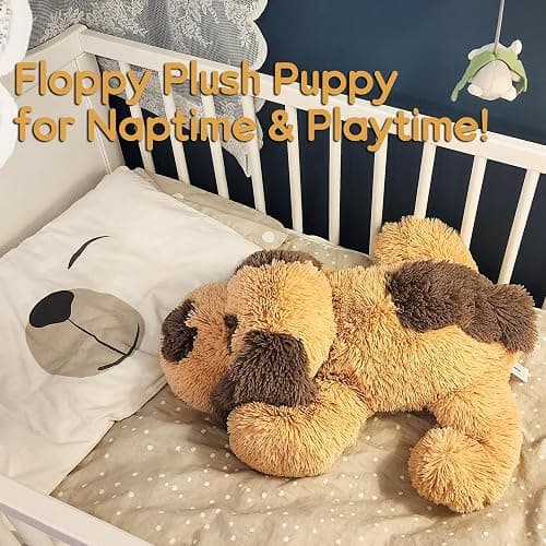 WEIGEDU Floppy Stuffed Dog Puppy Plush Toy, 20 inch, Brown | Huggable Beagle Labrador Retriever Stuffed Animal Dogs, Lying Down, Super Soft, for Kid Girl Boy Baby Christmas Birthday Gift thumbnail 7