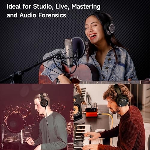 Rumoon Wired Over Ear Headphones, Studio Monitor & Mixing DJ Headphones with 50mm Neodymium Drivers and 1/4 to 3.5mm Jack for Guitar AMP Podcast Piano Keyboard (Black) thumbnail 3