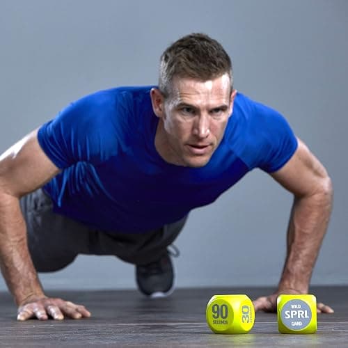 SPRI Exercise Dice (6-Sided) - Game for Group Fitness & Exercise Classes - Includes Push Ups, Squats, Lunges, Jumping Jacks, Crunches & Wildcard (Includes Carrying Bag) thumbnail 4