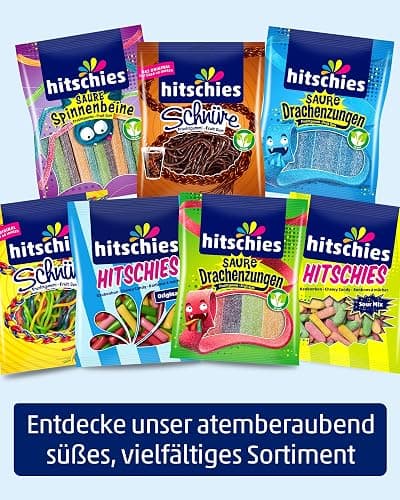 Hitschies Sour Mix - Fruchtig-saure & knackige Kaubonbons mit softem Kern - Erdbeere, Apfel, Aprikose & Zitrone - Glutenfrei & Halal - 16 x 140g thumbnail 7