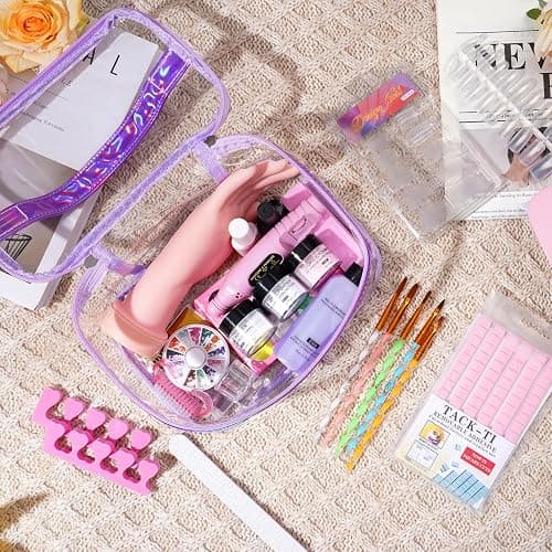 Nail Kit for Beginners with Everything, Practice Hand & Storage Gift Bag | Complete Acrylic Nail Starter Kit with Drill, Lamp, Acrylic Powder, Liquid Monomer and 12Color Glitter for Home Salon Gifting thumbnail 3