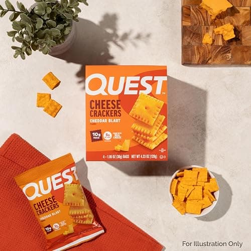 Quest Nutrition Cheese Crackers, Cheddar Blast, 10g Protein, 5g Net Carbs, 1g Sugar, Made with Real Cheese, High Protein Snack, 4 Count thumbnail 6