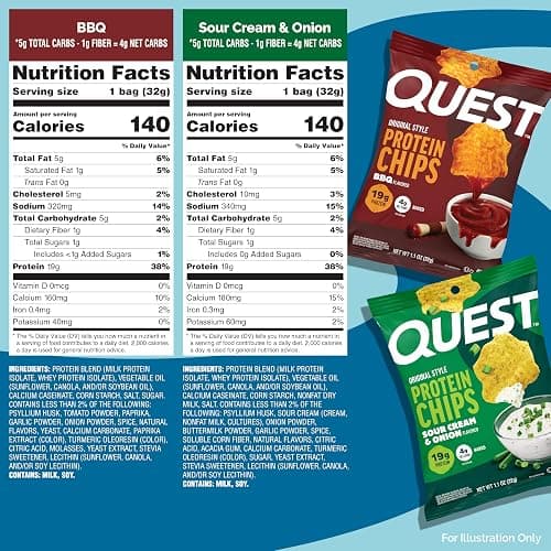 Quest Nutrition Protein Chips Variety Pack, Dill Pickle, BBQ, Cheddar & Sour Cream, Sour Cream & Onion, High Protein, Low Carb, Gluten Free 1.1 oz (Pack of 8) thumbnail 2