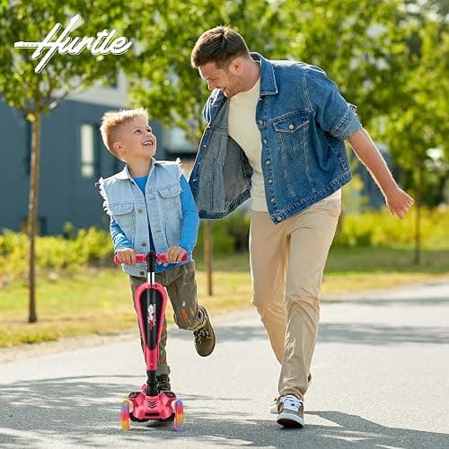 Hurtle 3-Wheeled Scooter for Kids - Wheel LED Lights, Adjustable Lean-to-Steer Handlebar, and Foldable Seat - Sit or Stand Ride with Brake for Boys and Girls Ages 1-14 Years Old thumbnail 8