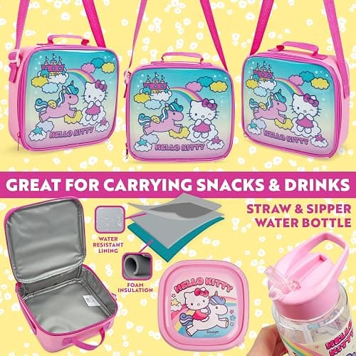 Get Trend Hello Kitty Kids Lunch Bag Set 3 Pc with Leak Proof Water Bottle and Small Lunch Box Insulated for School Daycare or Travel (Hello Kitty) thumbnail 4