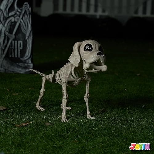 JOYIN Posable Halloween Dog Skeleton Full Body Posable Joints Realistic Skeleton Puppy with Movable Joints for Halloween Decoration, Graveyard Party Decor (9.8” X 4.7” X 12.6”) thumbnail 2