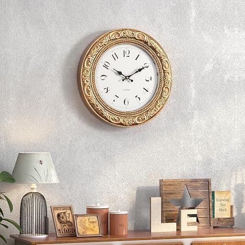 Menterry European Vintage Decorative Wall Clock, 12" Antique Gold Style, Battery Operated Wall Clocks for Kitchen, Bedroom, Farmhouse, Bathroom, Offices thumbnail 6