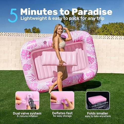 sloosh inflatable pink tanning water bed thumbnail 6