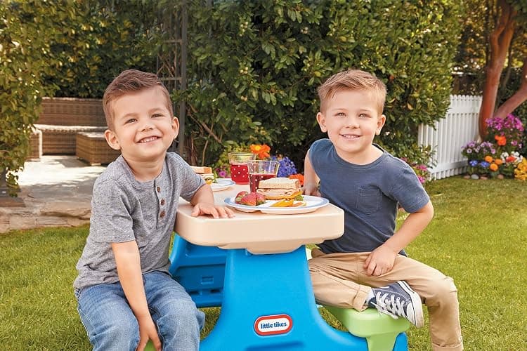 Little Tikes Easy Store Jr. Picnic Table with Umbrella - Blue / Green - Blue/Green - Onesize thumbnail 5