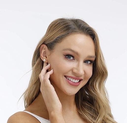 925 Sterling Silver Stud earrings Set | White Gold Plated Hypoallergenic Stud Earrings | Cubic Zirconia Stud Earrings for Women (2mm,3mm,4mm,5mm,6mm,7mm) 8 CZ colors options - 1Silver-3/4/5/6mm thumbnail 3