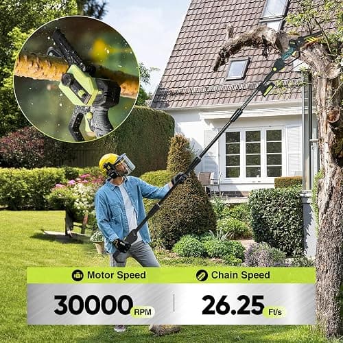 Saker Cordless Pole Saw and Mini Chainsaw,2-IN-1 Pole Chainsaw,Brushless Electric Pole Saw Battery Powered 6 Inch Chainsaw, 78.74 Inch Max Reach Tree Trimmer Pole Saw thumbnail 6
