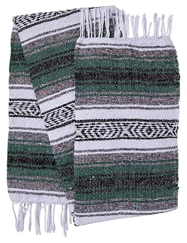 El Paso Designs Mexican Yoga Blanket – Colorful Falsa Serape Throw for Yoga, Beach, Picnic, Saddle, or Home Décor – Soft Woven Boho Blanket (Hunter Green) thumbnail 4