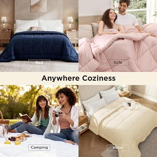 Bedsure Comforter Duvet Insert - Quilted Comforters Oversized King Size, All Season Duvet, GentleSoft Down Alternative Bedding, with 8 Tabs, Gifts for Women/Men, Pink, Oversized King 116 x 98 Inches thumbnail 6