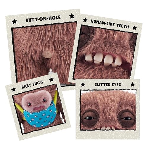 Fuggler Mini Rascals 9-inch Assortment Series 1 (Double Trouble) (Squidge (Brown - Long Pile) by ZURU, Funny Ugly Monster Plush Toy thumbnail 3