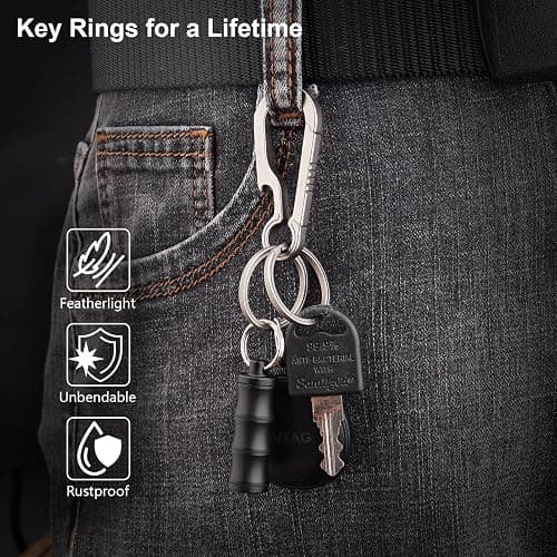 PJYTAC Titanium Carabiner Keychain Clip Small Carabiner Clips Heavy Duty Key Holder Anti-Lost Quick Release Key Chain for Keys Bottle Opener Keychain thumbnail 9