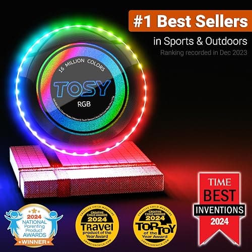 TOSY Flying Disc - 108 RGB Multicolor or 36 Monocolor LEDs, Super Bright, Smart Modes, Easter Basket Stuffers Gift, Camping Toy for Kid/Teen/Adult, Auto Light Up, Rechargeable, Waterproof, 175g thumbnail 2