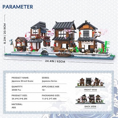 Traditional Japanese Cherry Blossom Village Building Set, Sakura Street View Architecture Building Block - Izakaya & Tea House, Collectible Construction Toy Gift for Adults & Anime Fans, 2058Pcs thumbnail 2